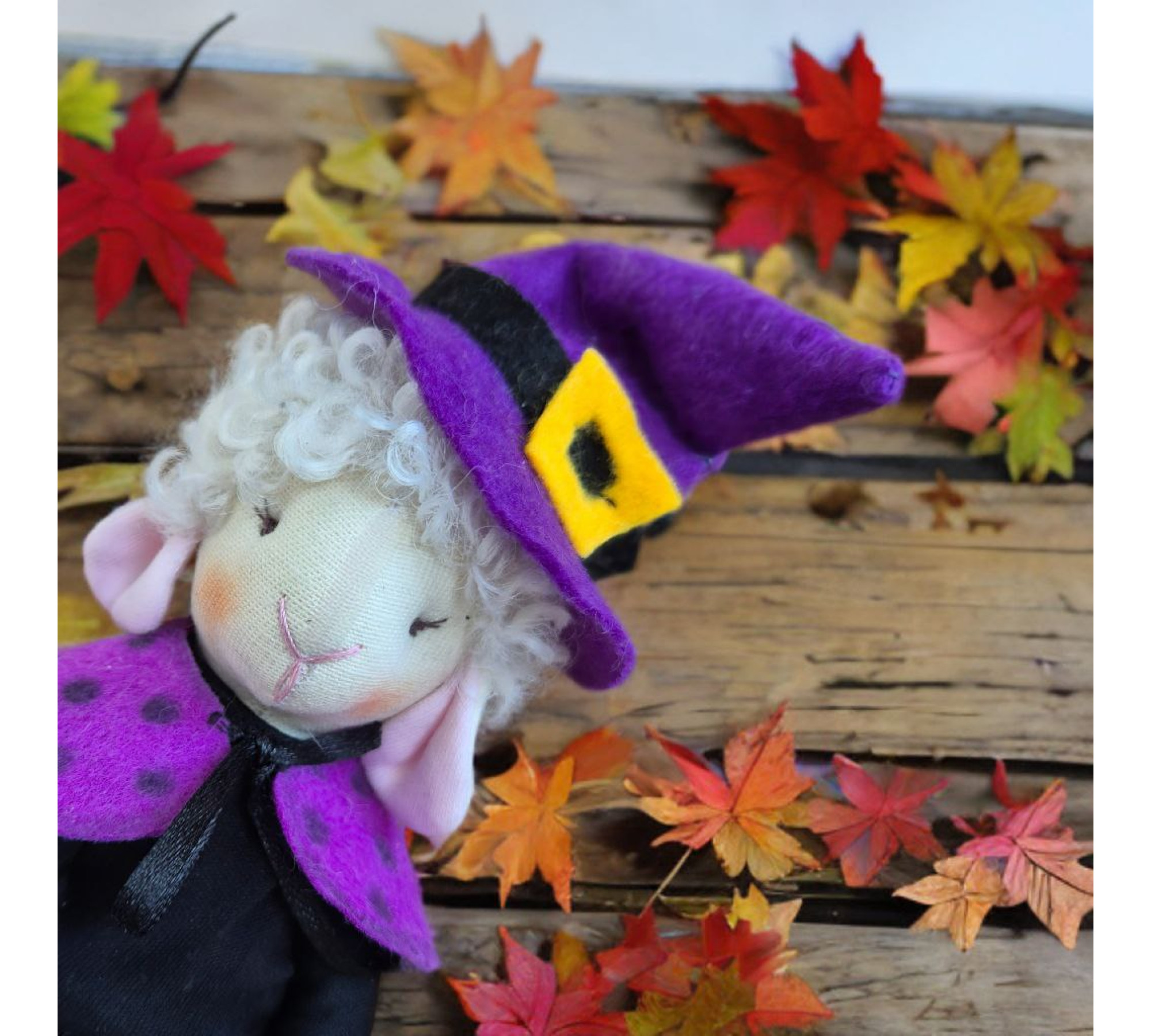 Lamb Sewing Pattern PDF – Halloween Witch Doll with Dress, Cape and Hat