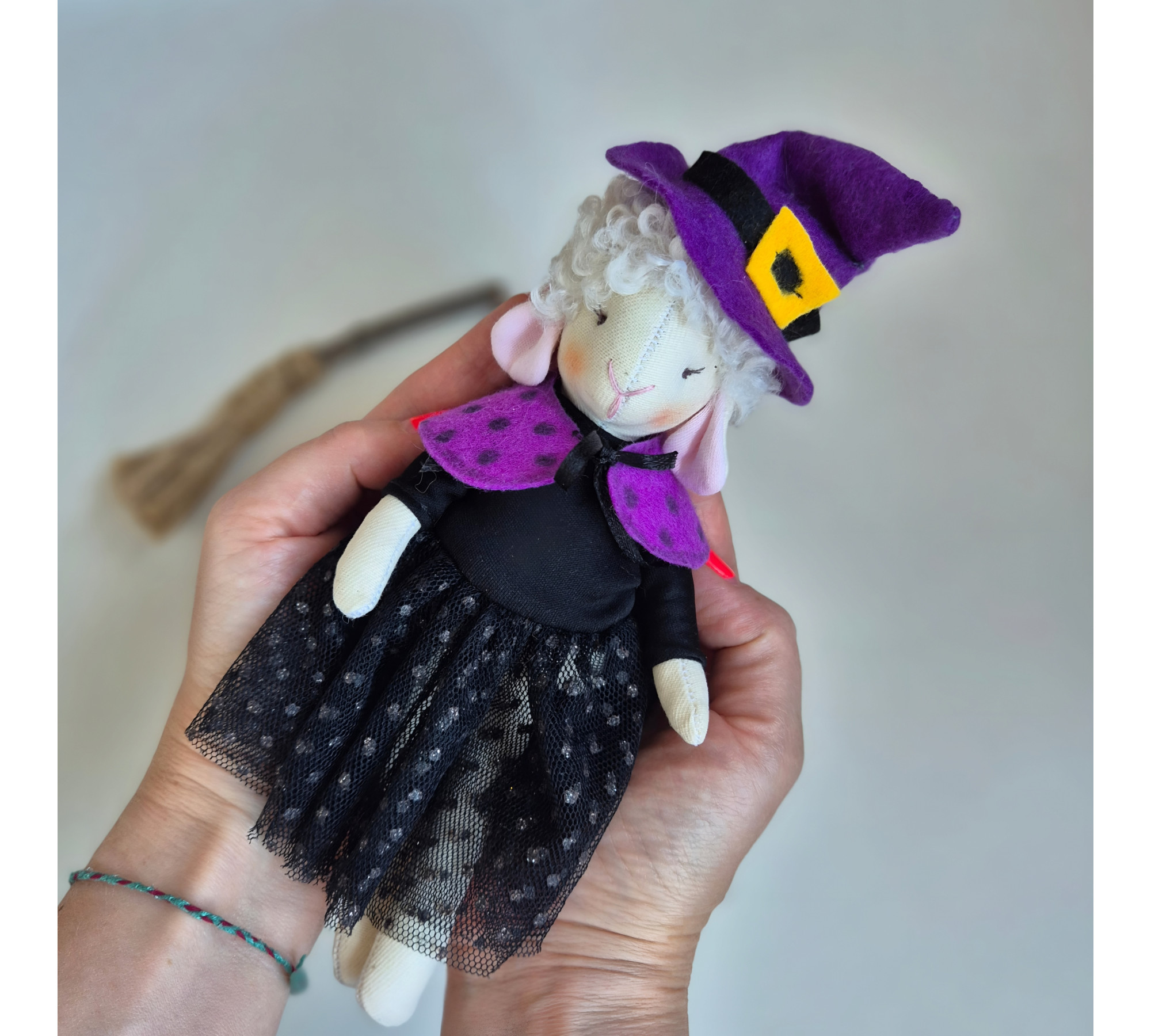 Lamb Sewing Pattern PDF – Halloween Witch Doll with Dress, Cape and Hat