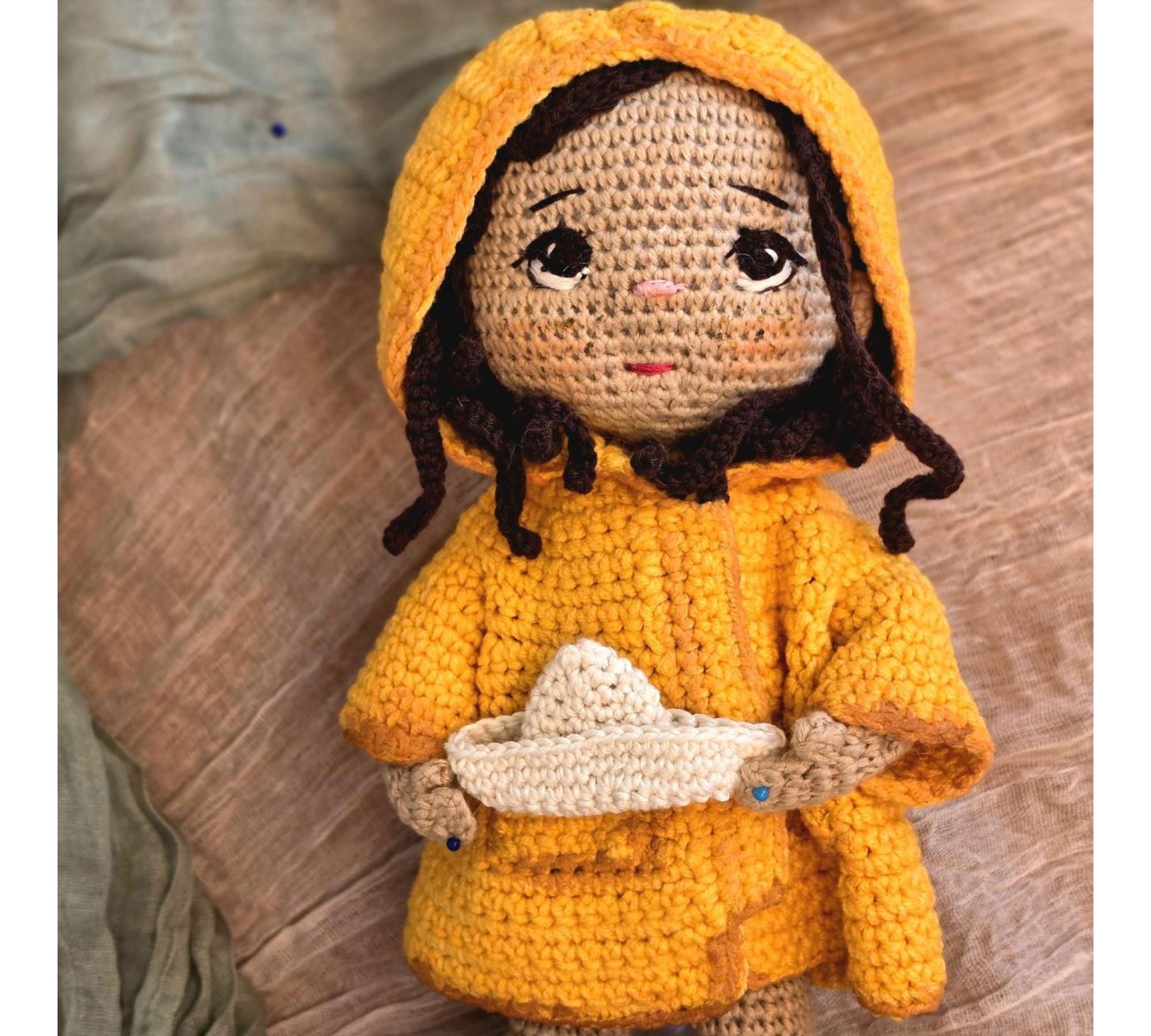 Crochet Doll Pattern PDF – Halloween Amigurumi Doll in Yellow Raincoat