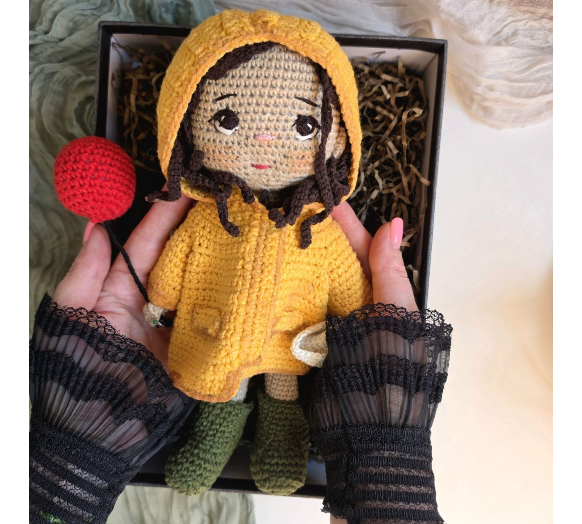 Crochet Doll Pattern PDF – Halloween Amigurumi Doll in Yellow Raincoat