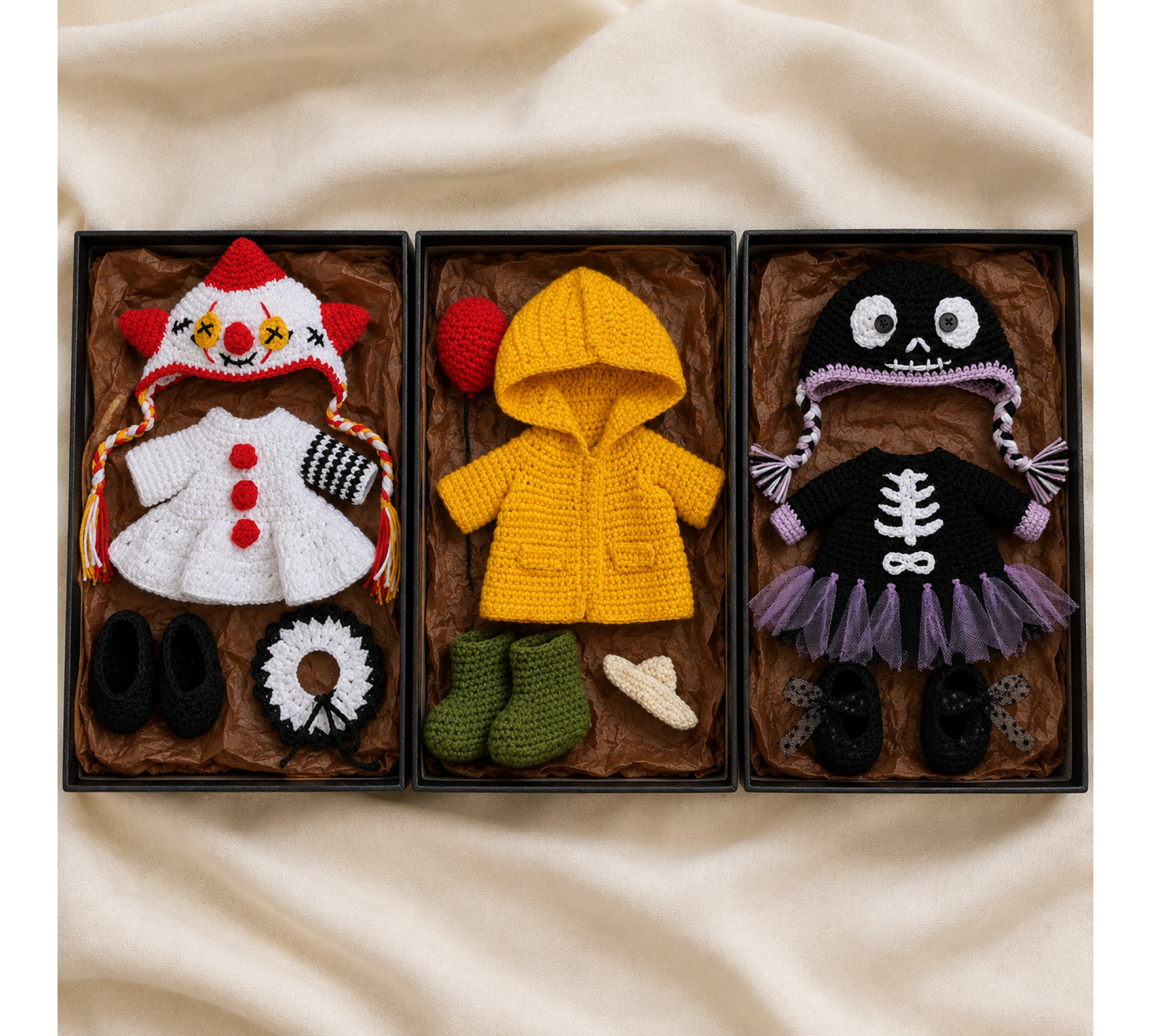 Halloween Doll Clothes Crochet Pattern PDF – 3 Outfits for 8–10 Inch Dolls