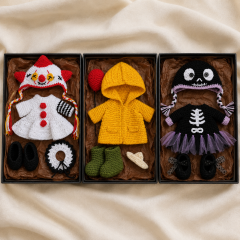 Halloween Doll Clothes Crochet Pattern PDF – 3 Outfits for 8–10 Inch Dolls