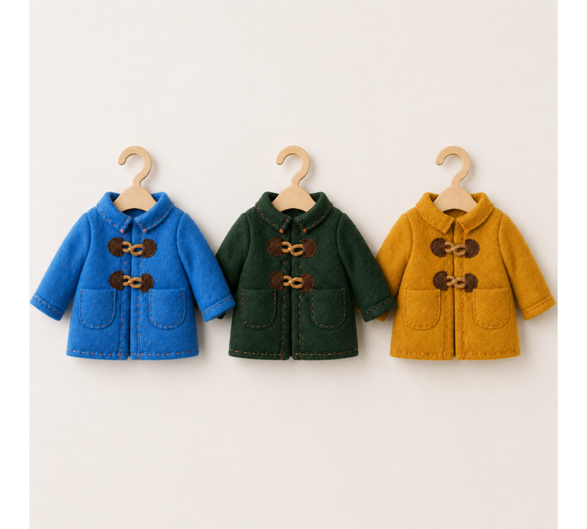 Felt Doll Coat Sewing Pattern PDF – Clothes for 9.5–11 Inch Dolls and Soft Toys