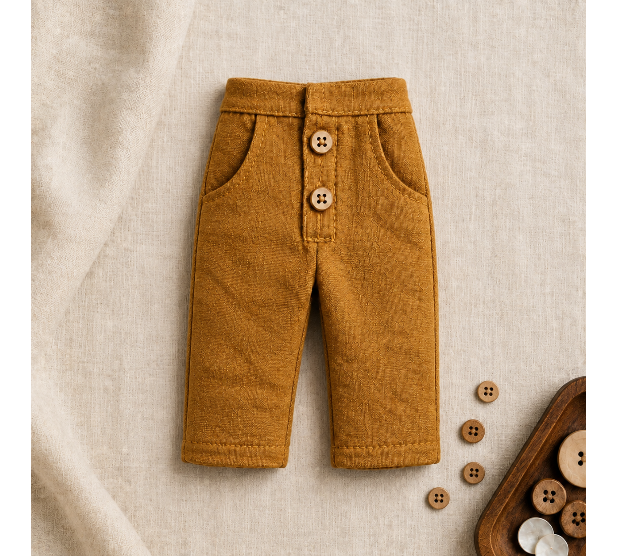 Doll Pants Sewing Pattern PDF – Linen Trousers for 9.5–11 Inch Dolls