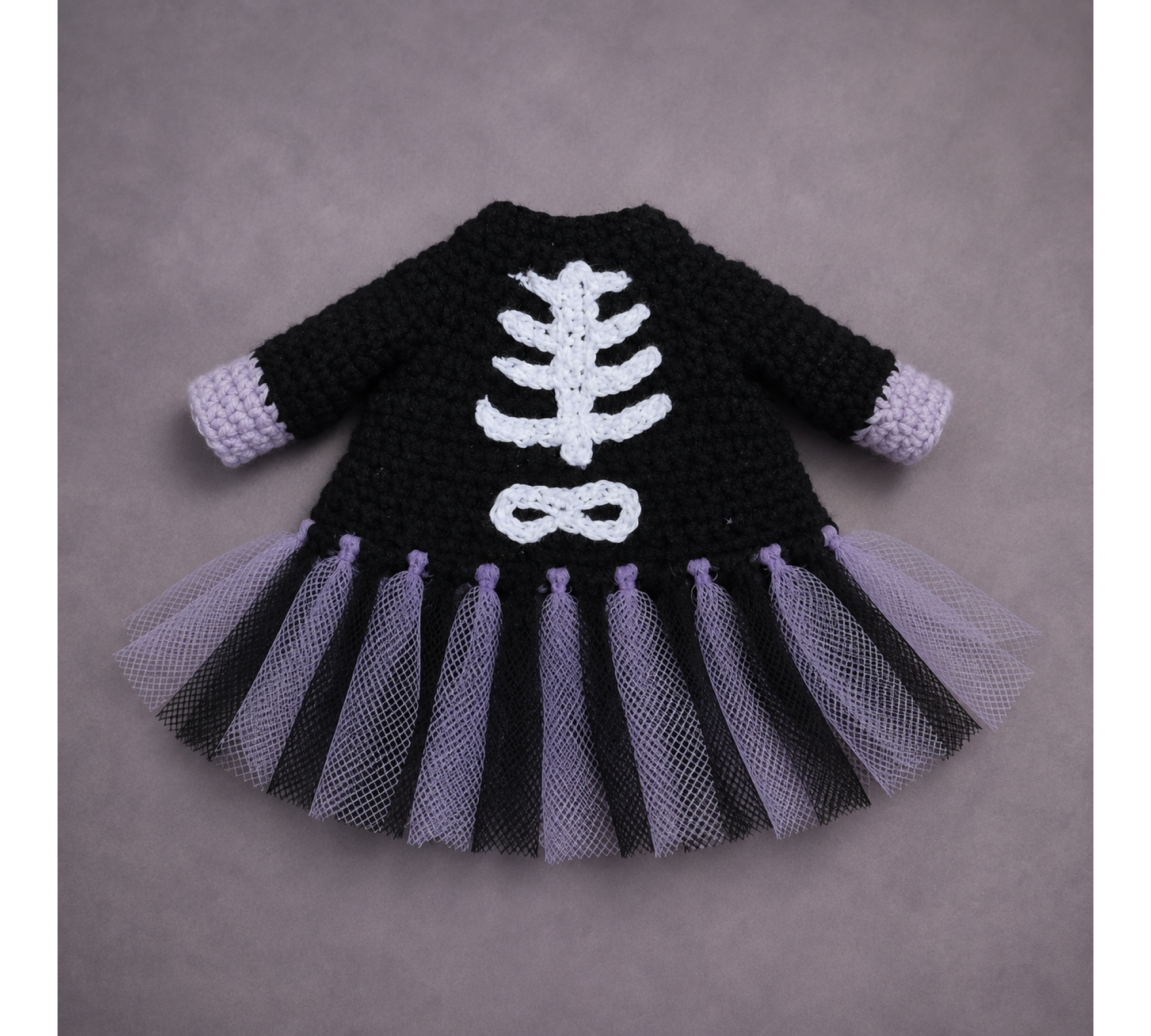 Skeleton Ballerina Crochet Pattern PDF – Halloween Doll Clothes for 8–10 Inch Dolls