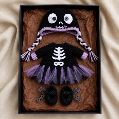 Skeleton Ballerina Crochet Pattern PDF – Halloween Doll Clothes for 8–10 Inch Dolls