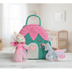 Felt Fairy Dollhouse Sewing Pattern PDF – Travel Toy Bag with Doll and Unicorn