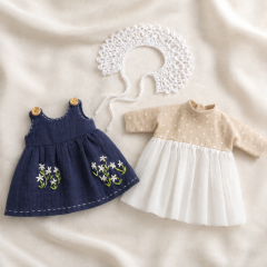 Doll Dress Sewing Pattern PDF – Sundress, Underdress & Crochet Collar for 9.5–11 Inch Dolls