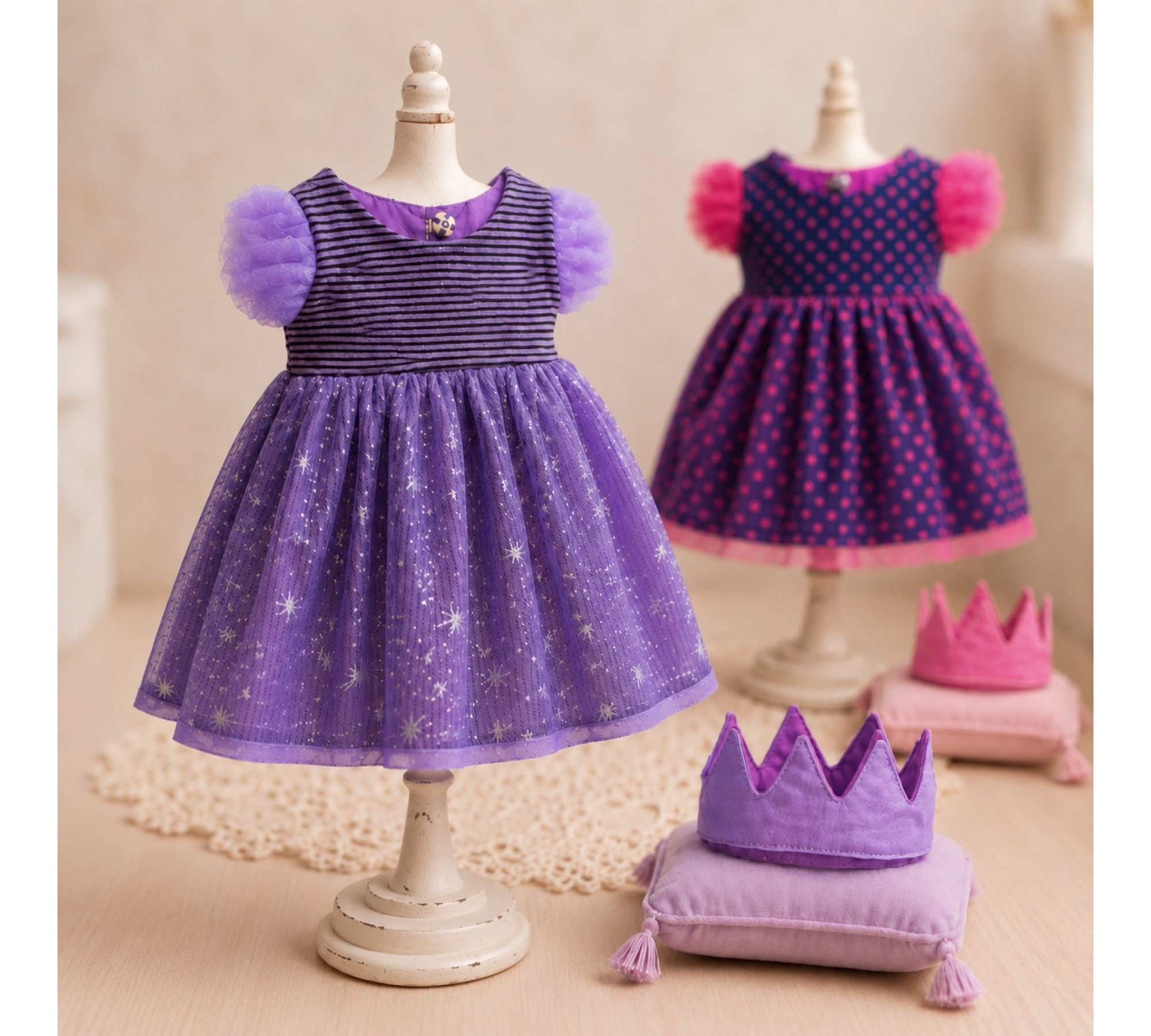 Princess Dress Sewing Pattern PDF – Doll Clothes & Crown for 13–14 Inch Dolls