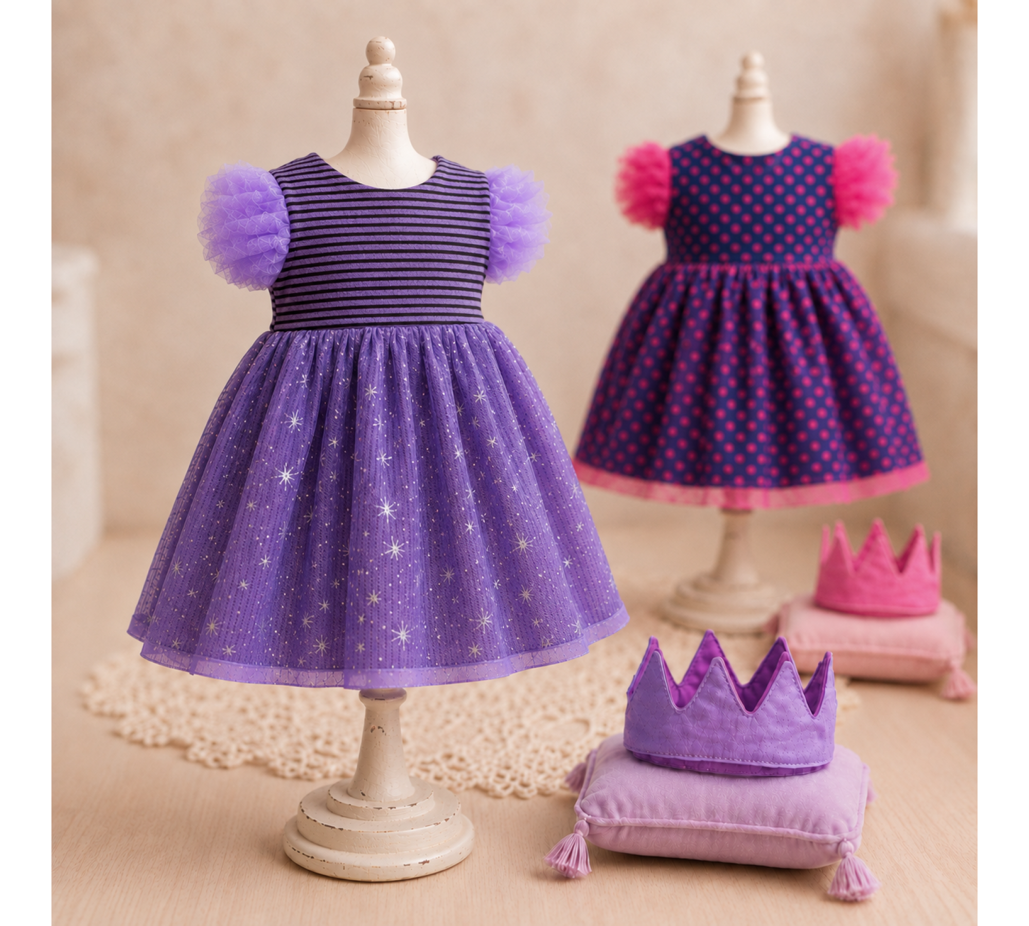 Princess Dress Sewing Pattern PDF – Doll Clothes & Crown for 13–14 Inch Dolls