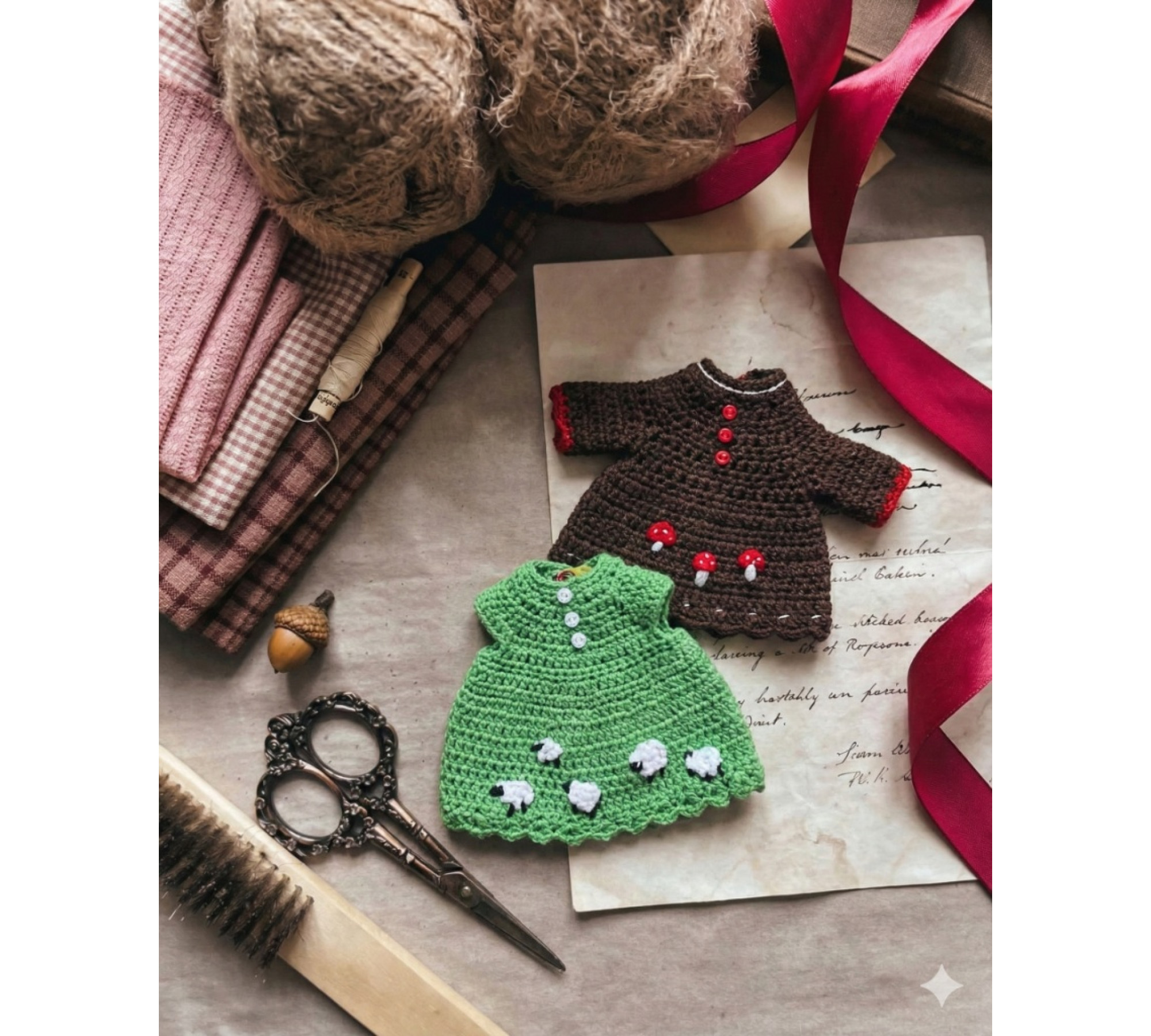Mini Crochet Doll Wardrobe Pattern PDF – Clothes for 6–7 Inch Toys