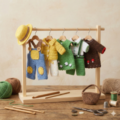 Mini Crochet Doll Wardrobe Pattern PDF – Clothes for 6–7 Inch Toys