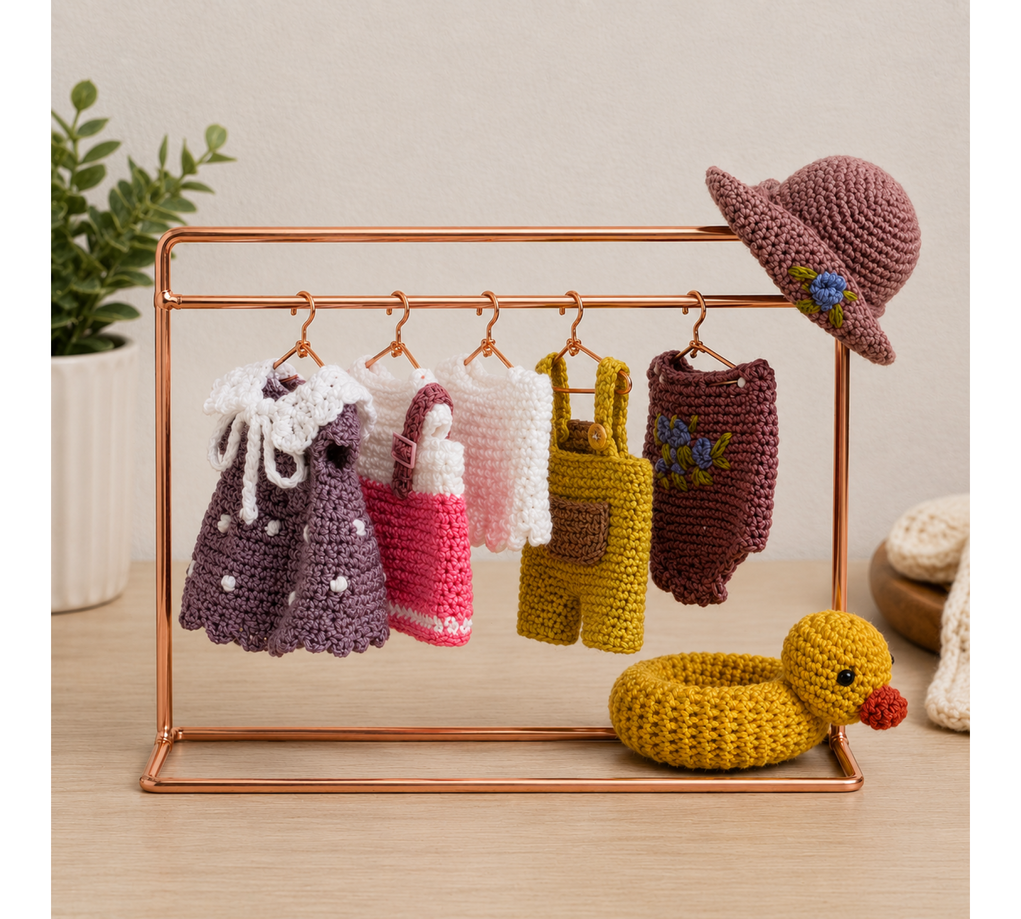 Mini Crochet Doll Clothes Pattern PDF – Summer Wardrobe for 4–5 Inch Dolls