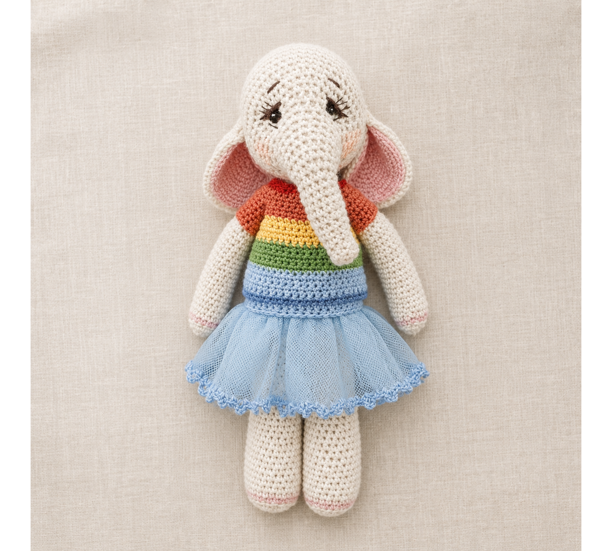 Crochet Doll Clothes Pattern PDF – Rainbow Shirt & Tulle Skirt for 7–9 Inch Dolls