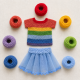 Crochet Doll Clothes Pattern PDF – Rainbow Shirt & Tulle Skirt for 7–9 Inch Dolls
