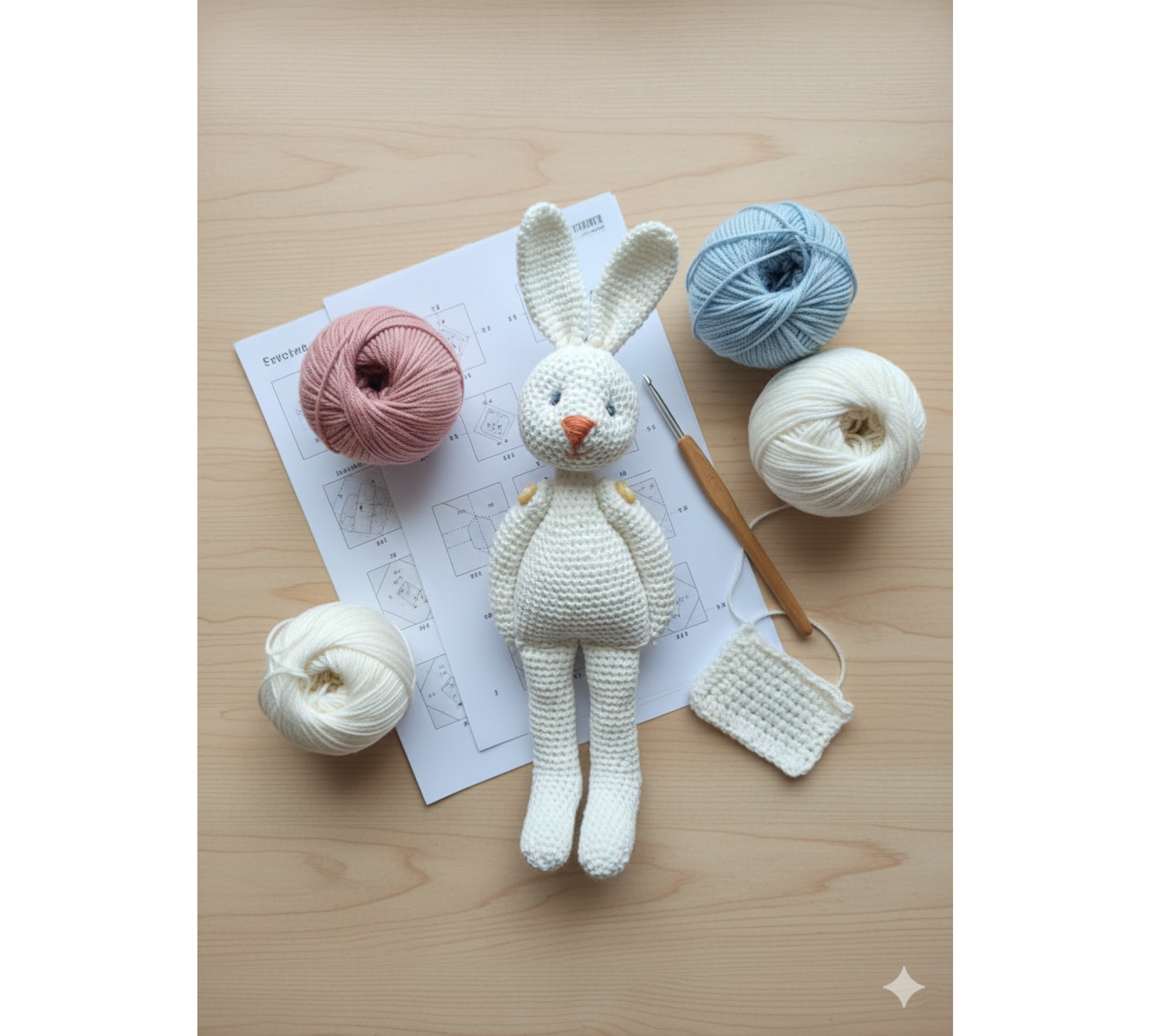 Crochet Bunny Pattern PDF – Vintage Amigurumi Rabbit with Movable Limbs
