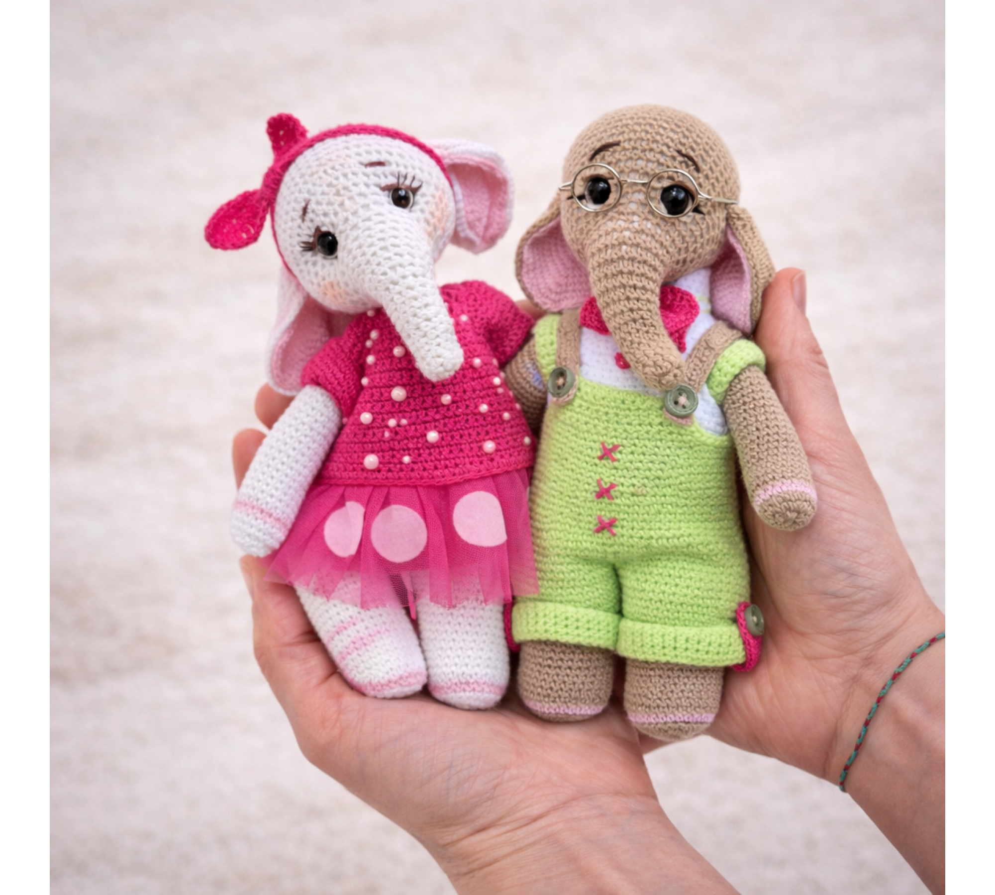 Crochet Elephant Pattern PDF – Amigurumi Doll with 2 Outfits, 8.5 Inch