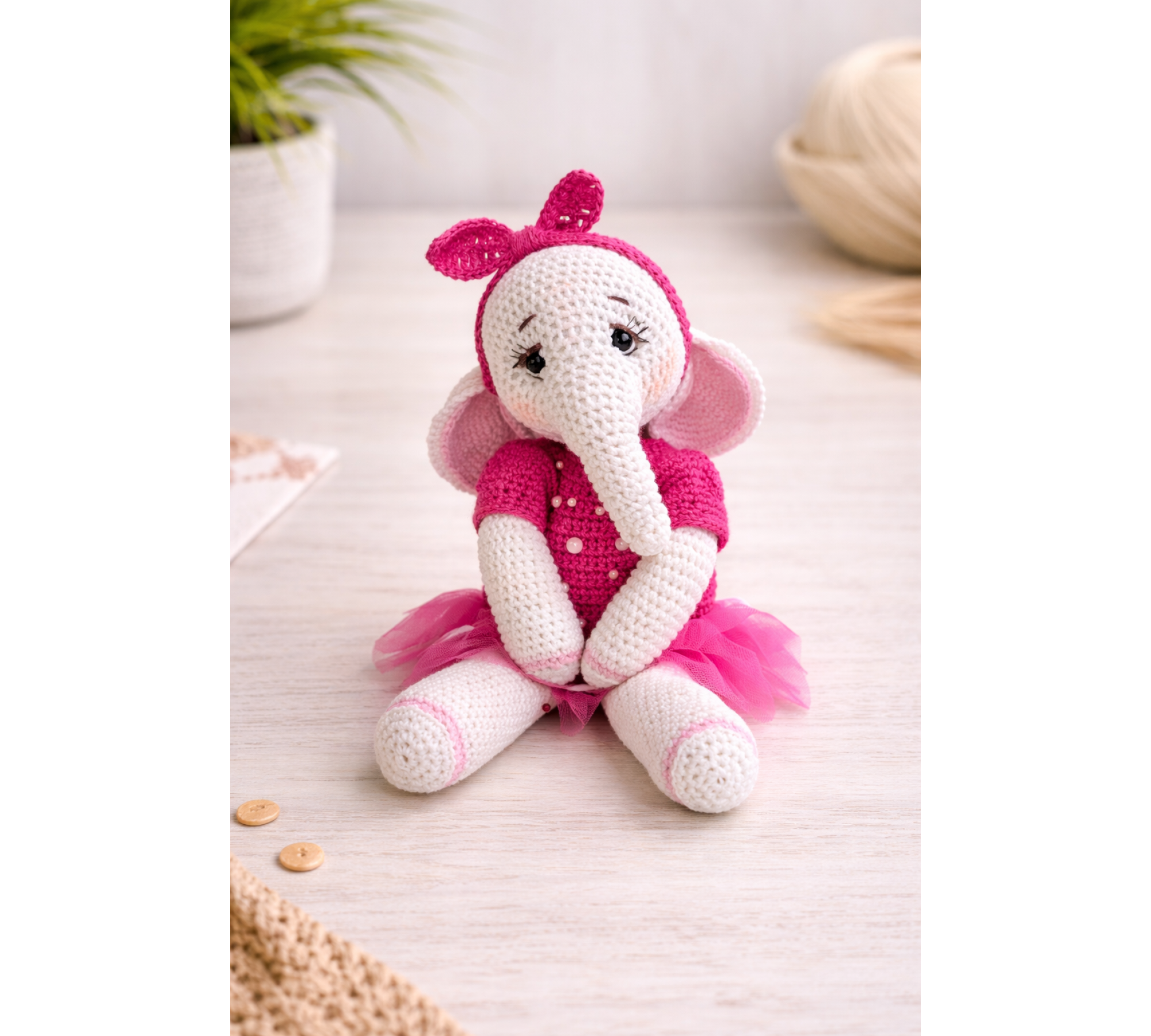 Crochet Elephant Pattern PDF – Amigurumi Doll with 2 Outfits, 8.5 Inch