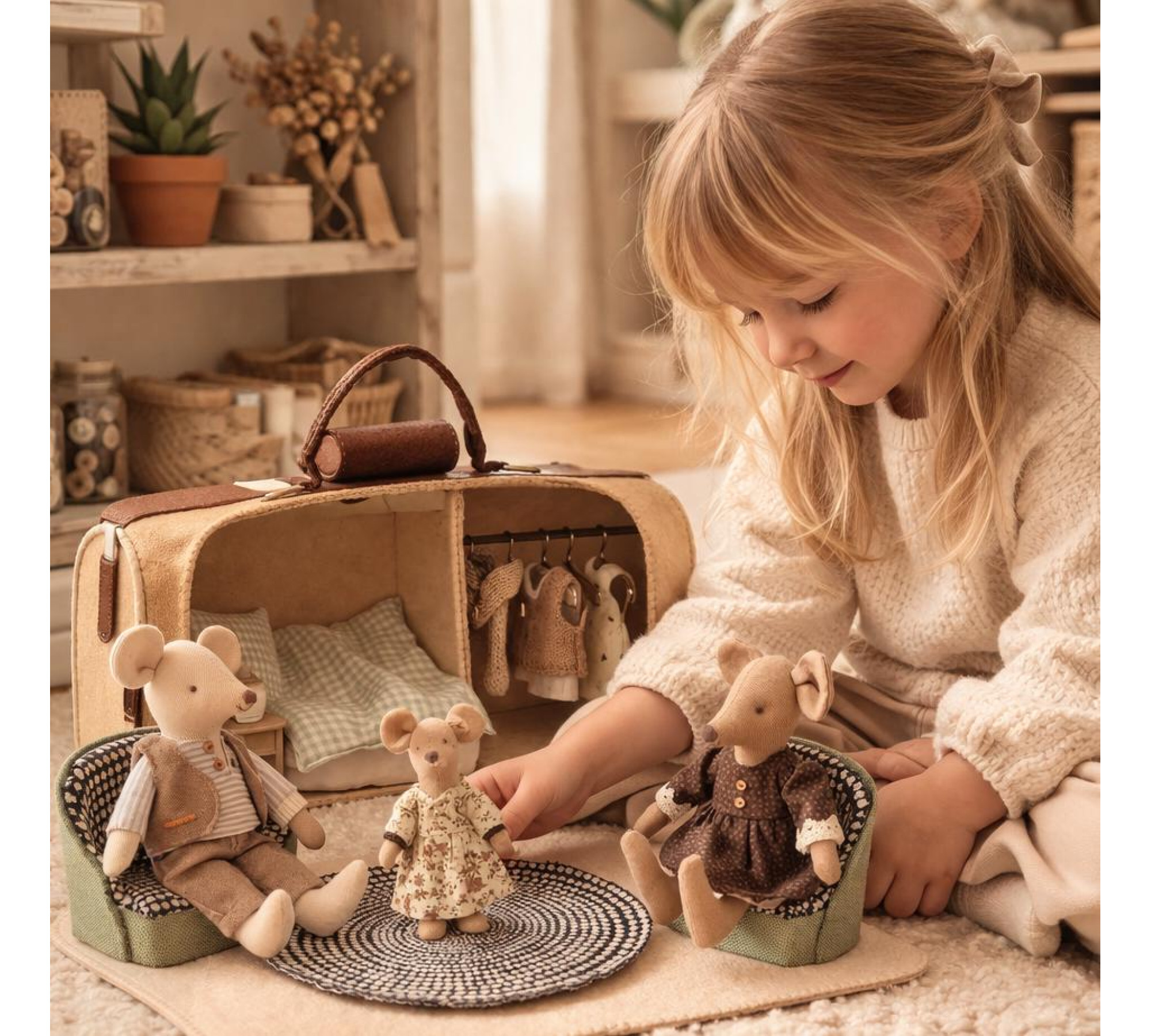Retro Suitcase Dollhouse Sewing Pattern PDF – Felt Miniature Dollhouse and Furniture