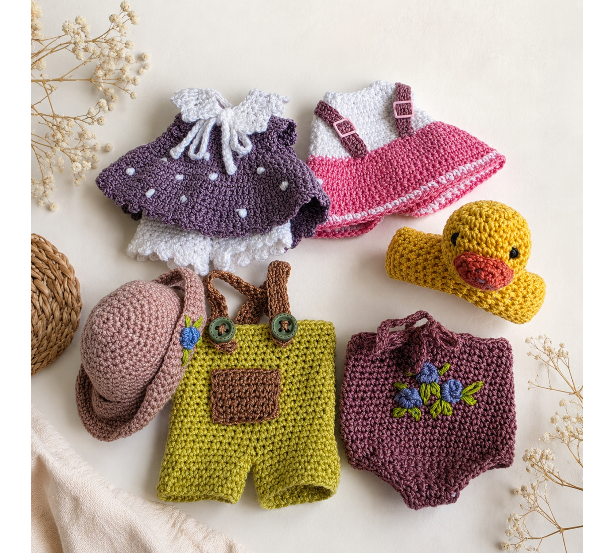 Fox Crochet Pattern PDF with Doll Clothes – Mini Amigurumi Fox & Summer Wardrobe