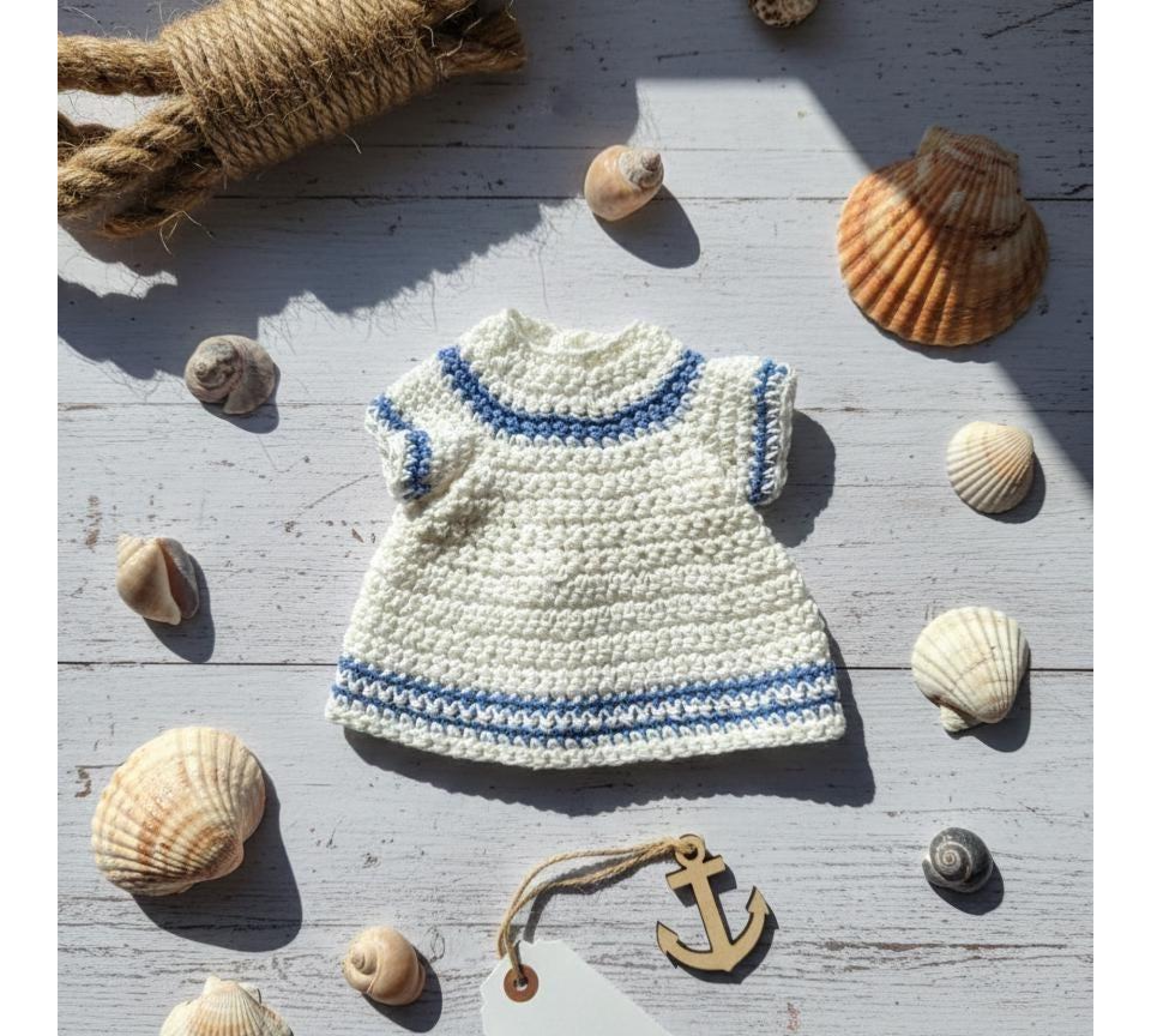 Sailor Mouse Crochet Outfit Pattern PDF – Nautical Doll Clothes for 7 Inch Mouse