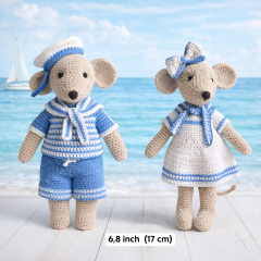 Sailor Mouse Crochet Outfit Pattern PDF – Nautical Doll Clothes for 7 Inch Mouse