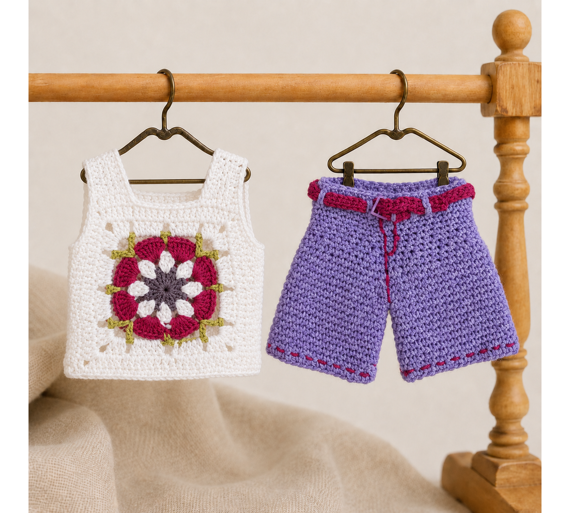 Crochet Doll Outfit Pattern PDF – Granny Square Top & Shorts for 7–9 Inch Dolls Crochet Doll Outfit Pattern PDF – Granny Square Top & Shorts for 7–9 Inch Dolls