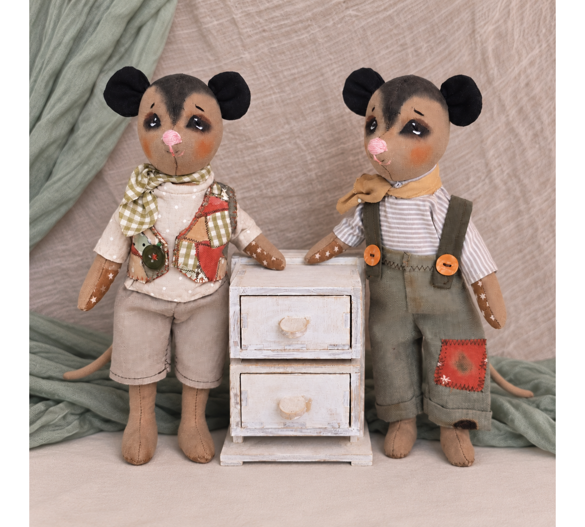 Opossum Twin Brothers Sewing Pattern PDF – 10 Inch Stuffed Animal Dolls with Clothes