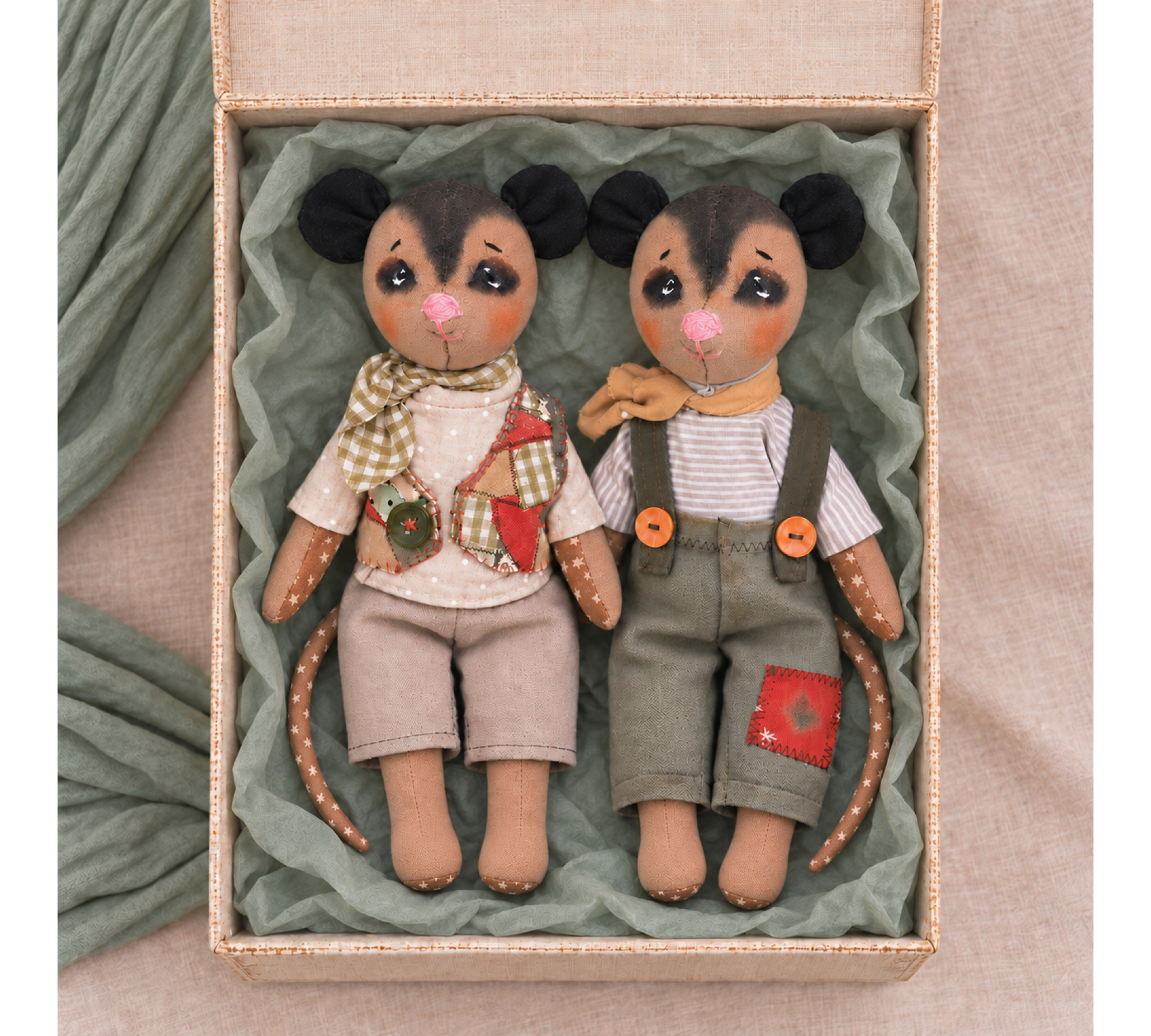 Opossum Twin Brothers Sewing Pattern PDF – 10 Inch Stuffed Animal Dolls with Clothes