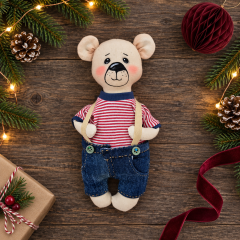 Christmas Bear Sewing Pattern PDF – Teddy Bear with Santa Hat, T-Shirt & Shorts