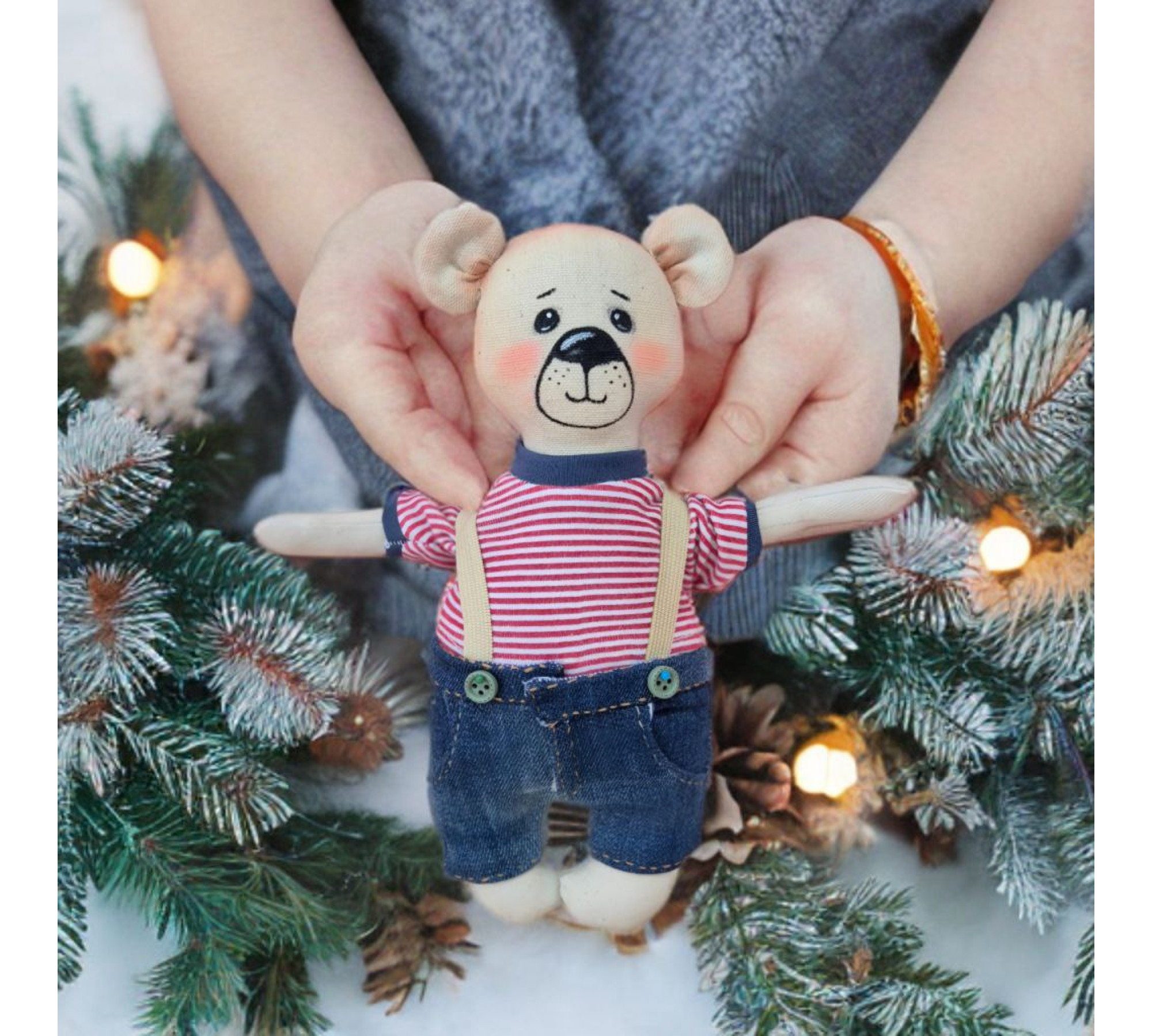 Christmas Bear Sewing Pattern PDF – Teddy Bear with Santa Hat, T-Shirt & Shorts