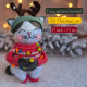 Christmas Cat Felt Sewing Pattern PDF – 6 Inch Doll with Reindeer Hat & Sweater
