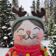 Christmas Cat Felt Sewing Pattern PDF – 6 Inch Doll with Reindeer Hat & Sweater
