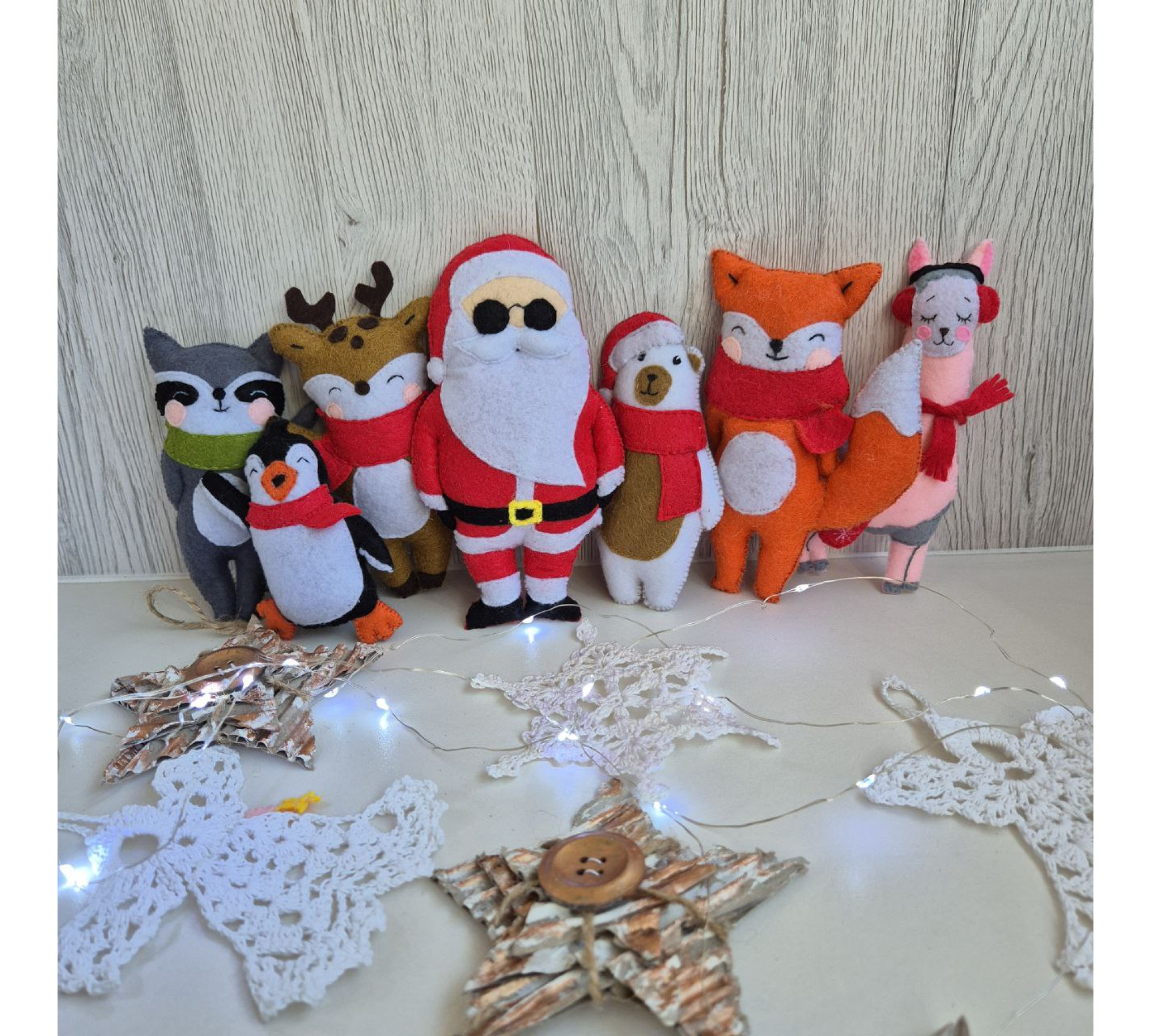 Christmas Felt Ornament Sewing Patterns PDF – 7 Holiday Animals & Santa