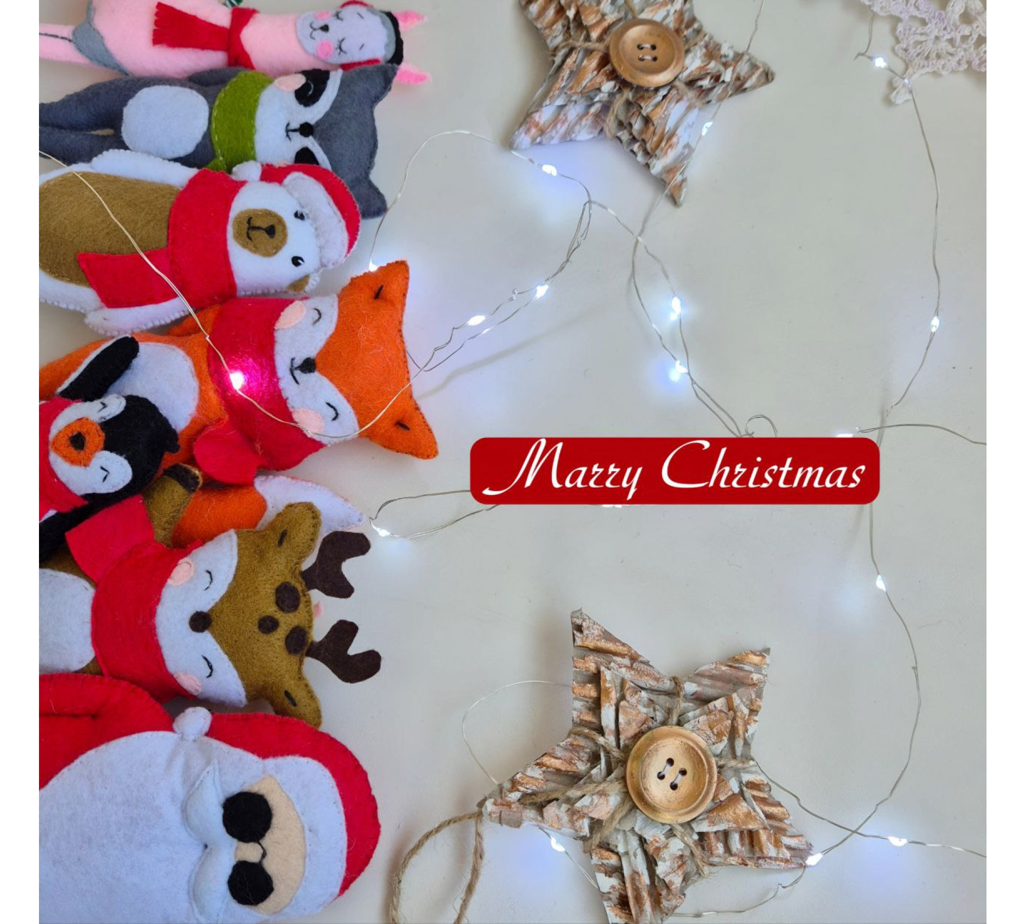 Christmas Felt Ornament Sewing Patterns PDF – 7 Holiday Animals & Santa