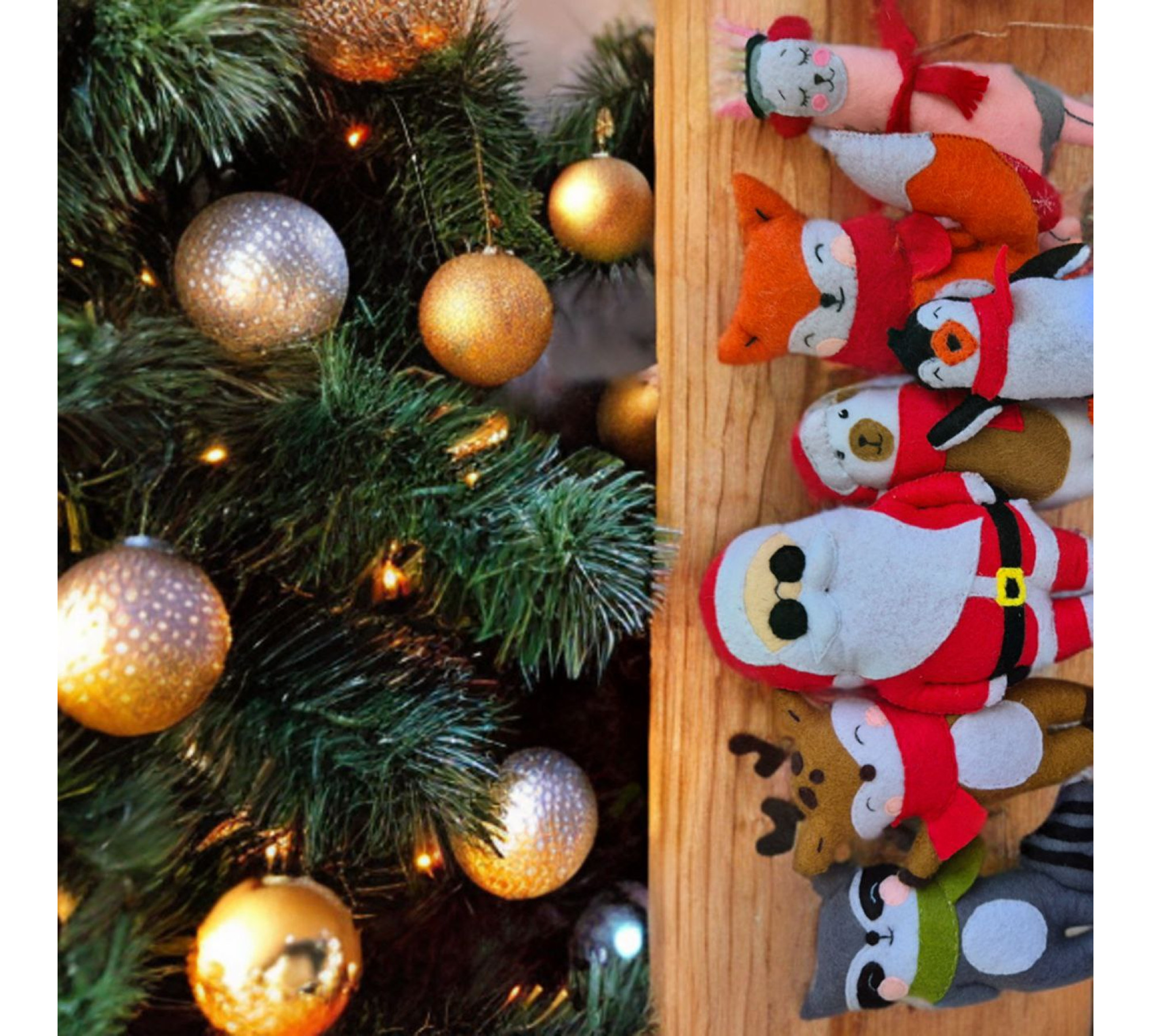 Christmas Felt Ornament Sewing Patterns PDF – 7 Holiday Animals & Santa
