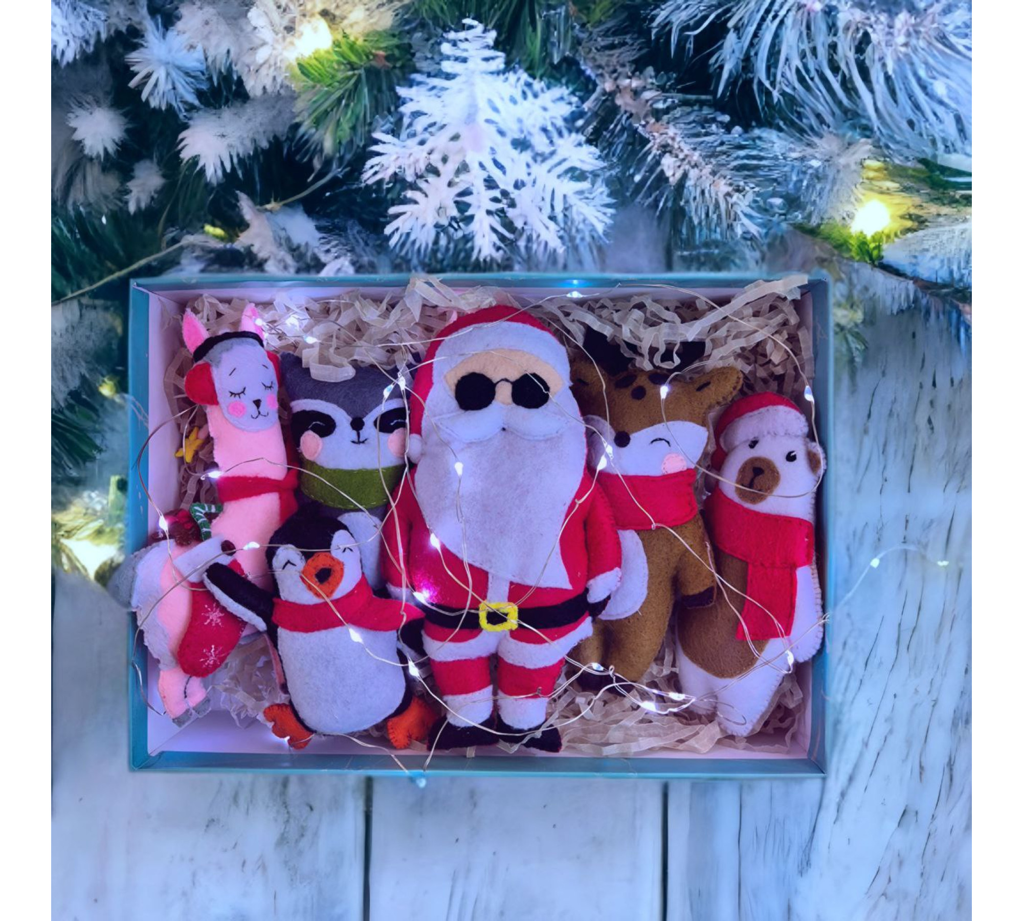 Christmas Felt Ornament Sewing Patterns PDF – 7 Holiday Animals & Santa