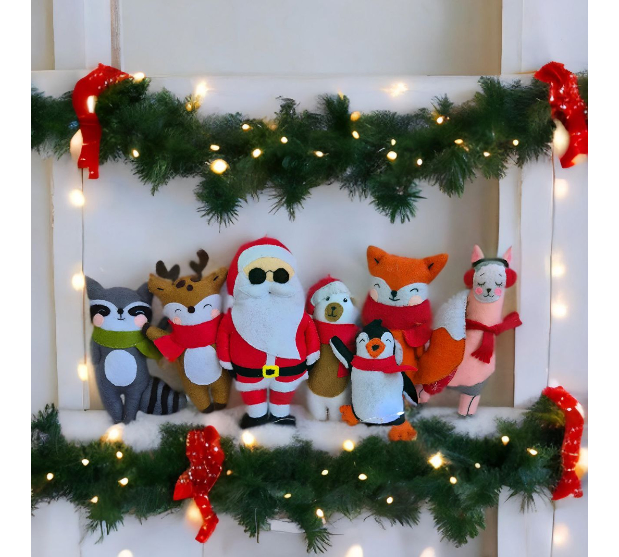 Christmas Felt Ornament Sewing Patterns PDF – 7 Holiday Animals & Santa