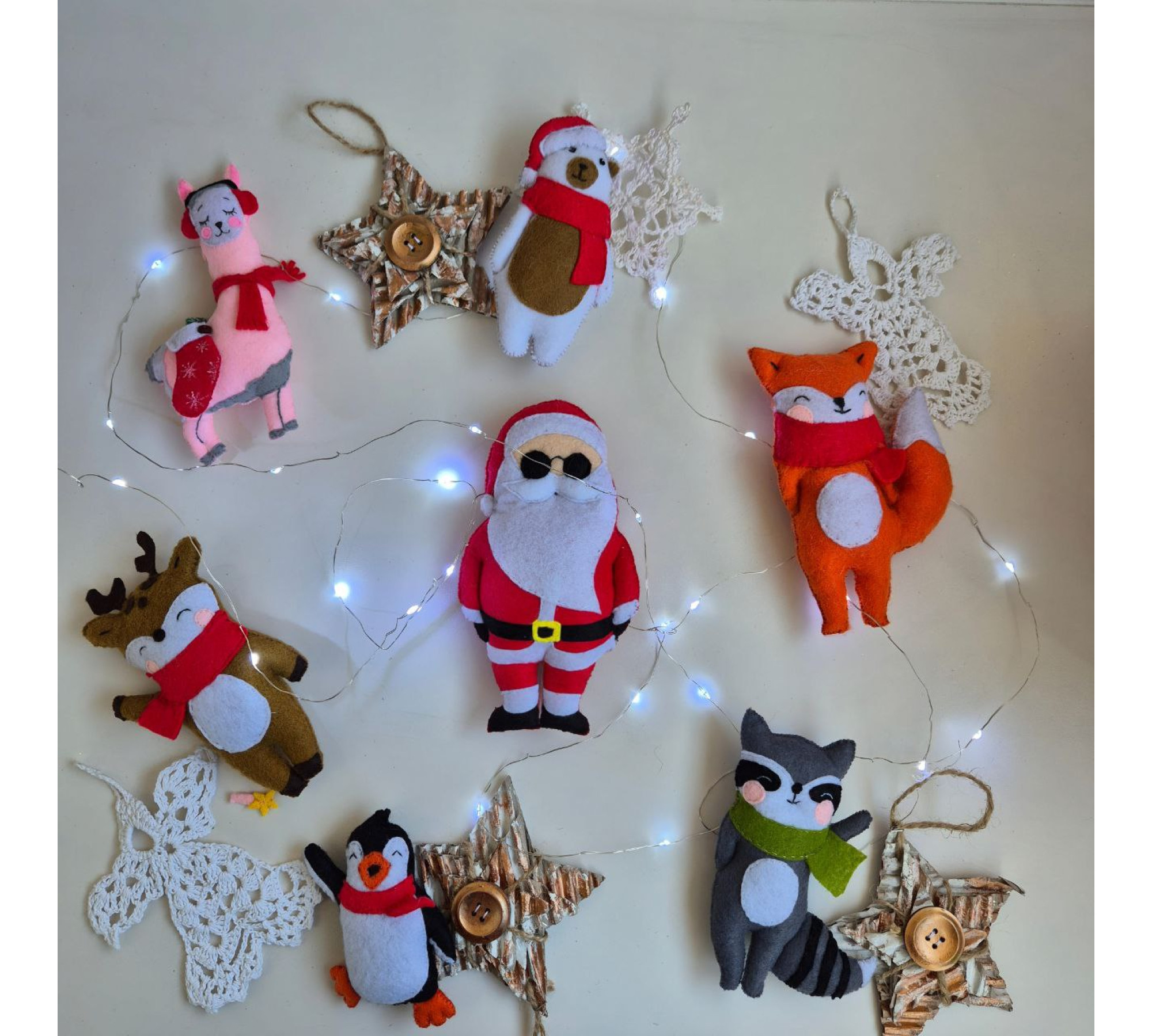Christmas Felt Ornament Sewing Patterns PDF – 7 Holiday Animals & Santa